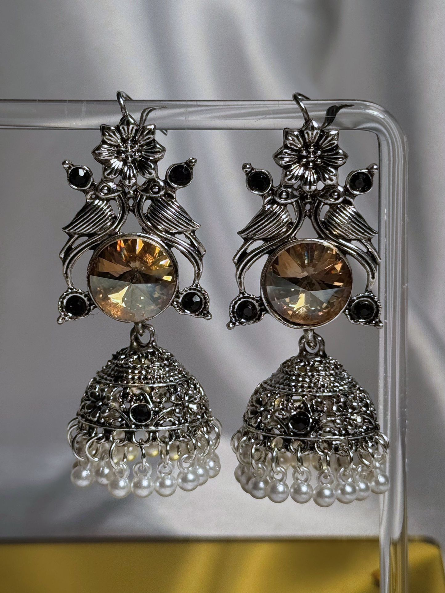 Kashimiri Earrings - Silver Yellow