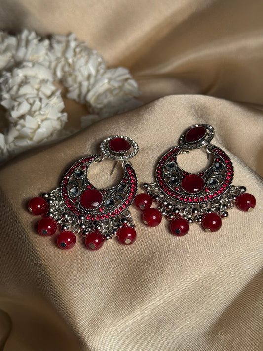 Sultana chandbali khass collection-silver and maroon