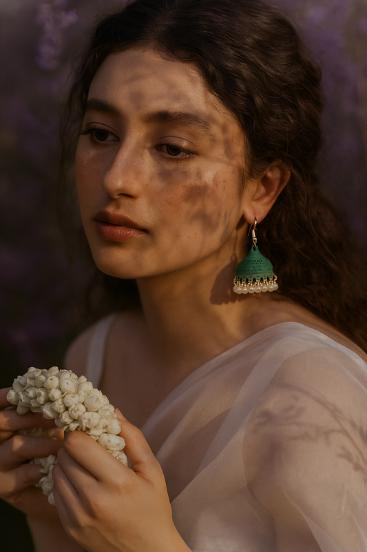 Nehal - mini jhumki green.