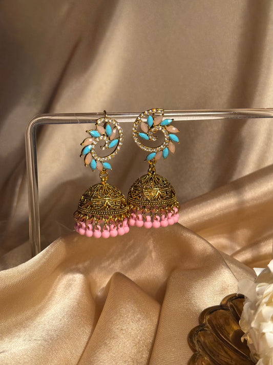 Spiral patti khass collection-gold (pink and blue)