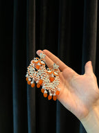 Shamim Ara Earrings- silver and orange (aara collection)