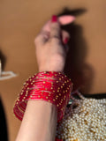 Dotted  Glitter Bangles - Deep Red