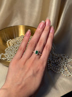Rectangle Gem Stone Ring Gold - Green