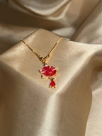 Red Floral Droplet Necklace