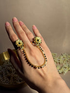 Floral Sona Double Ring - Green