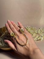 Floral Sona Double Ring - Green