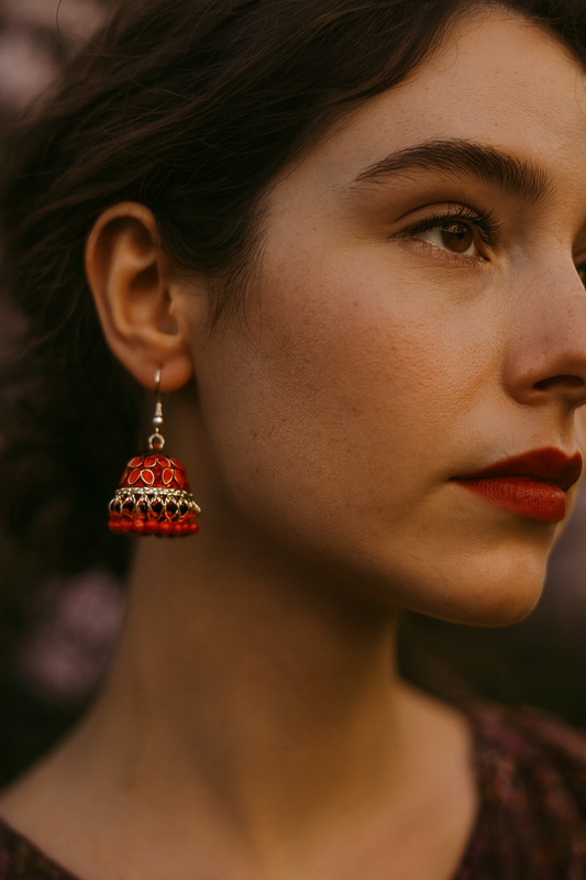Char Pati Phool Jhumka-maroon(Noor-Bano-Collection)