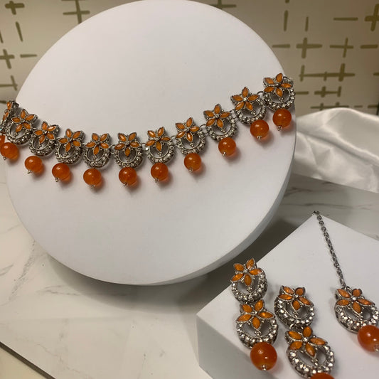 Nourah Set - Orange and Silver