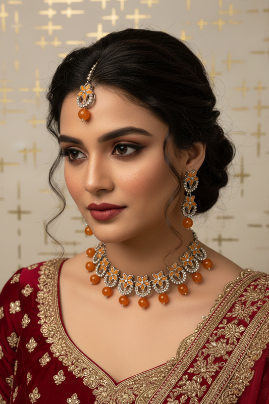 Nourah Set - Orange and Silver