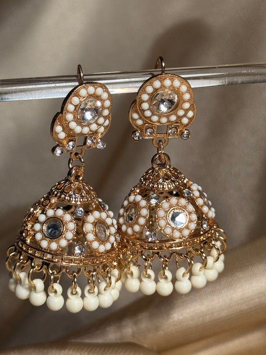 Bahar jhumkay khass collection-gold and white