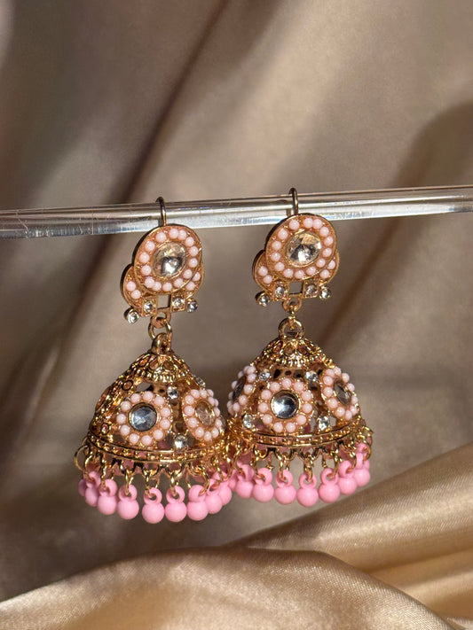 Bahar jhumkay khass collection-gold and pink