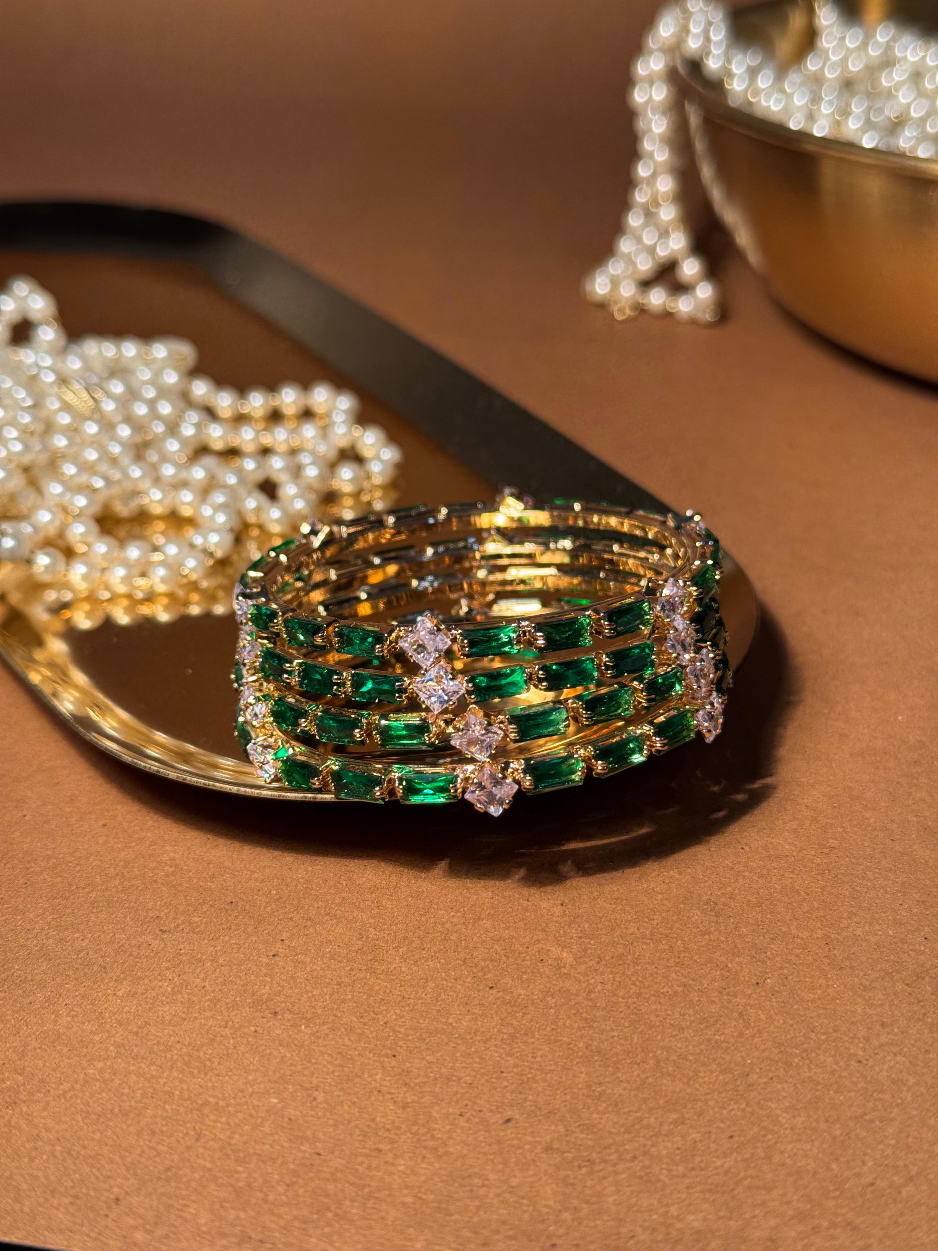 Noor bangles Gold - Dark Green (kids collection)