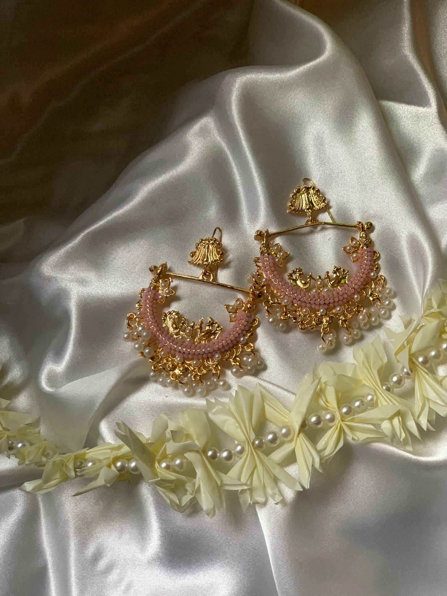 Peacock Earrings - Peach