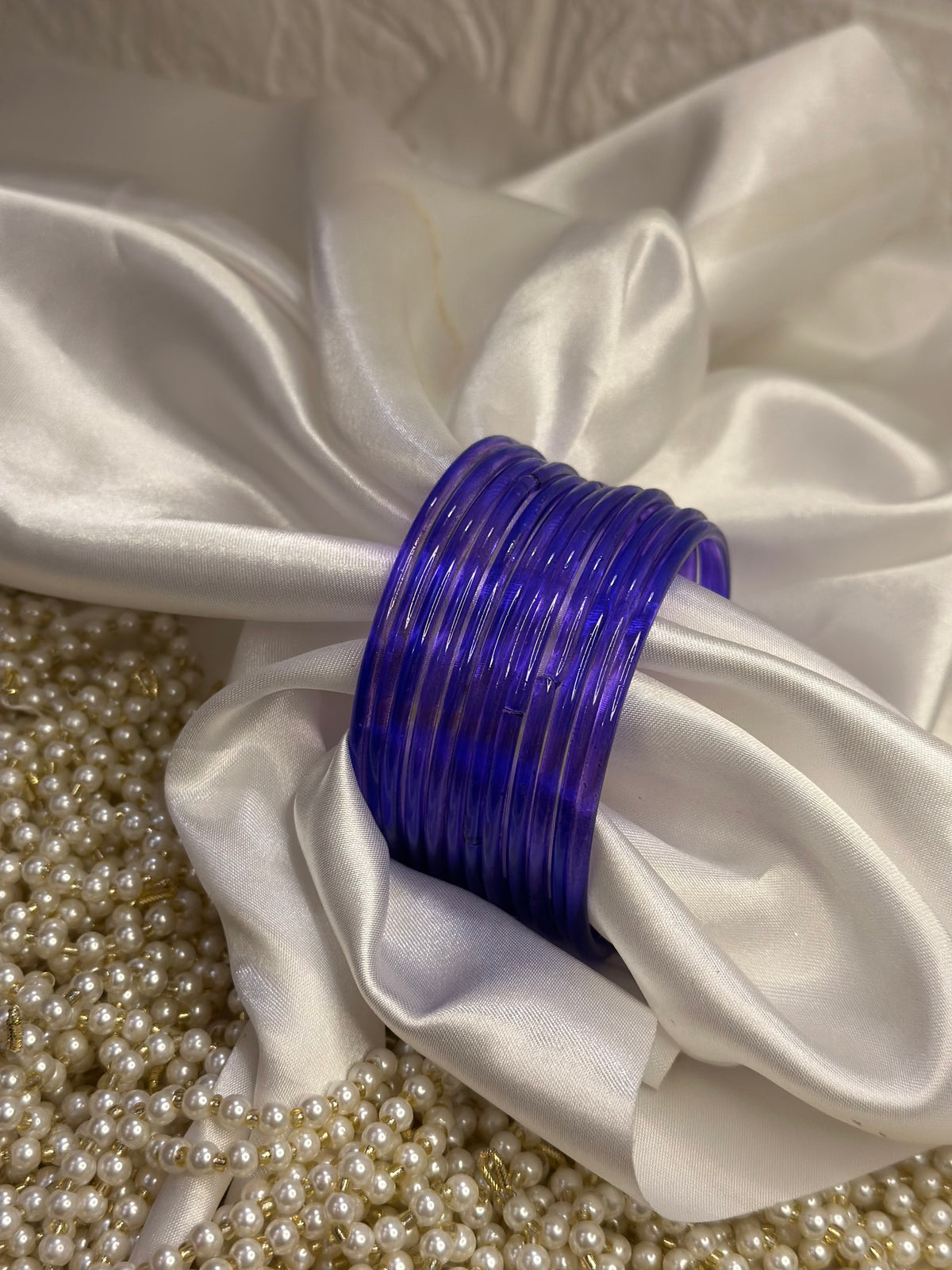 Glass bangles - dark blue - 12
