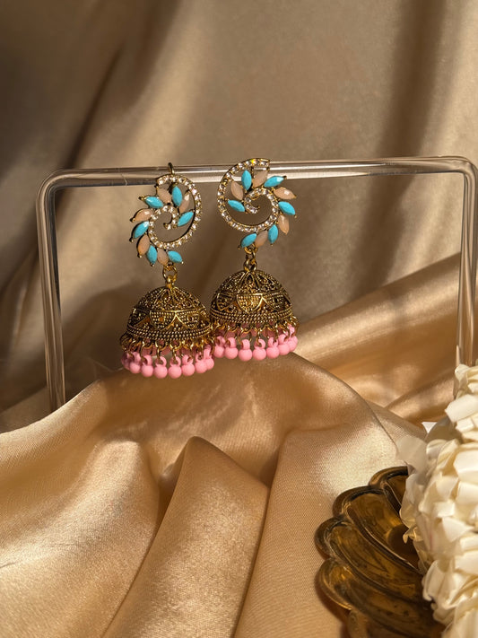 Spiral patti khass collection-gold (pink and blue)