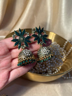 Ferwa jhumki green- rozana