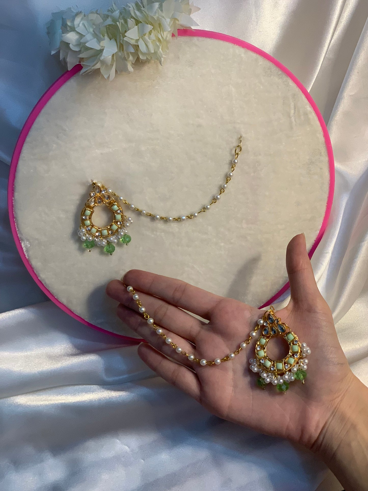 zeba kundan with sahary (mint)
