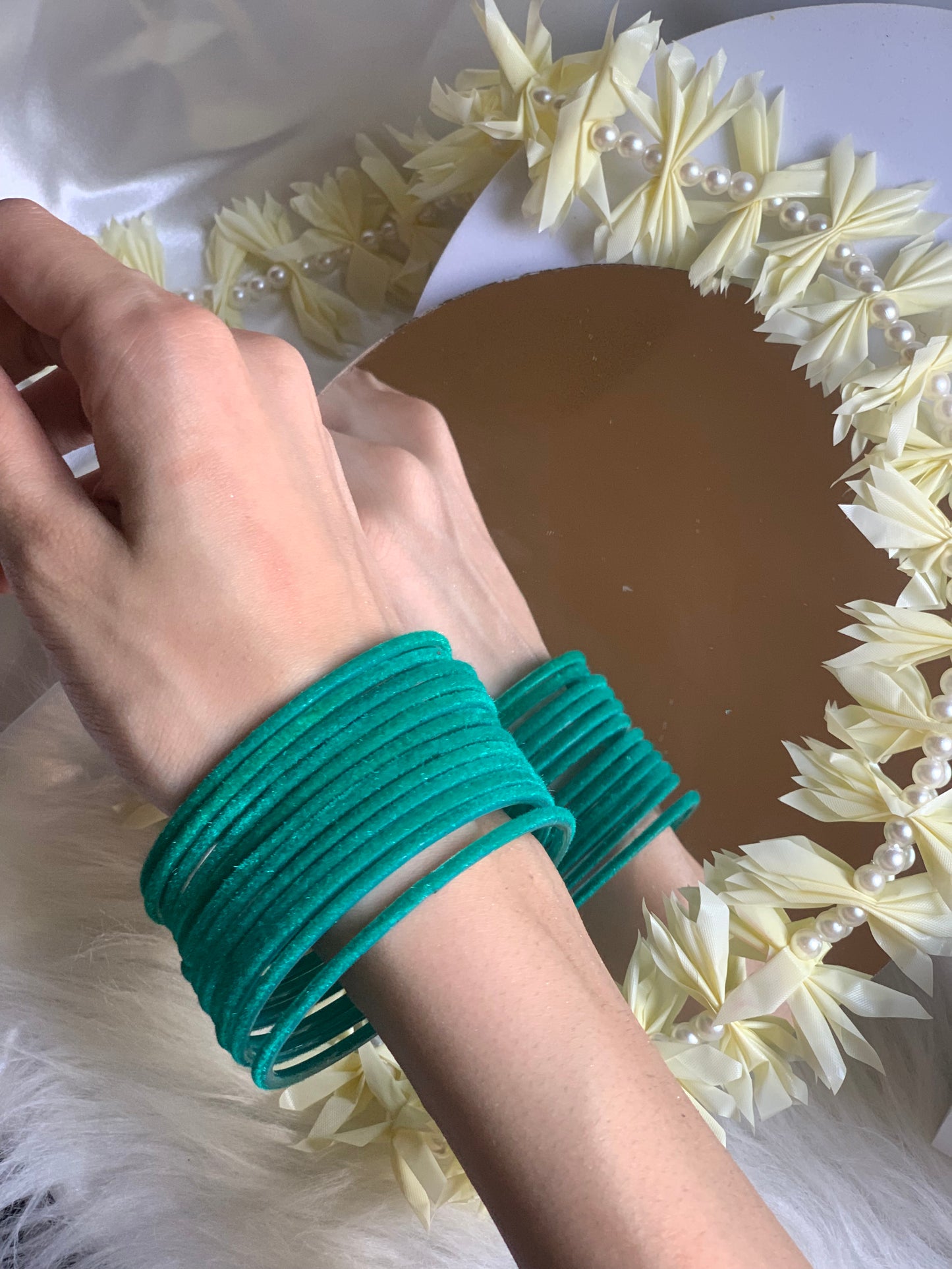 Velvet Bangles - (12 Pcs)