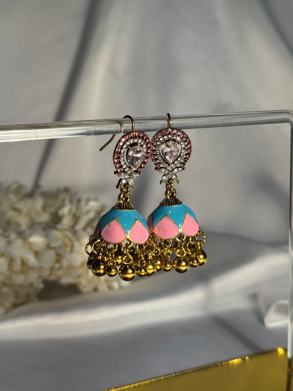 droplet bedazzled Rang-e-desi pink and blue