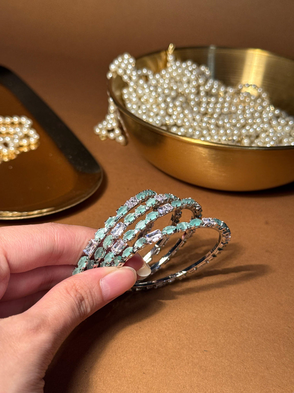 Zainab bangles Silver - Light Green & White (kids collection)