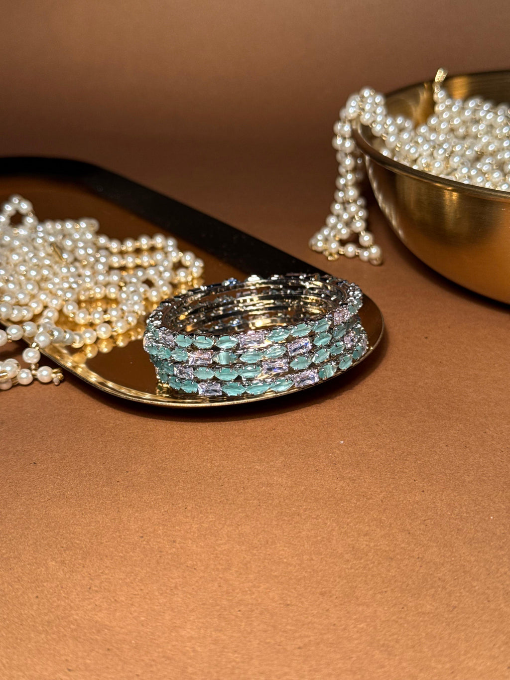 Zainab bangles Silver - Light Green & White (kids collection)