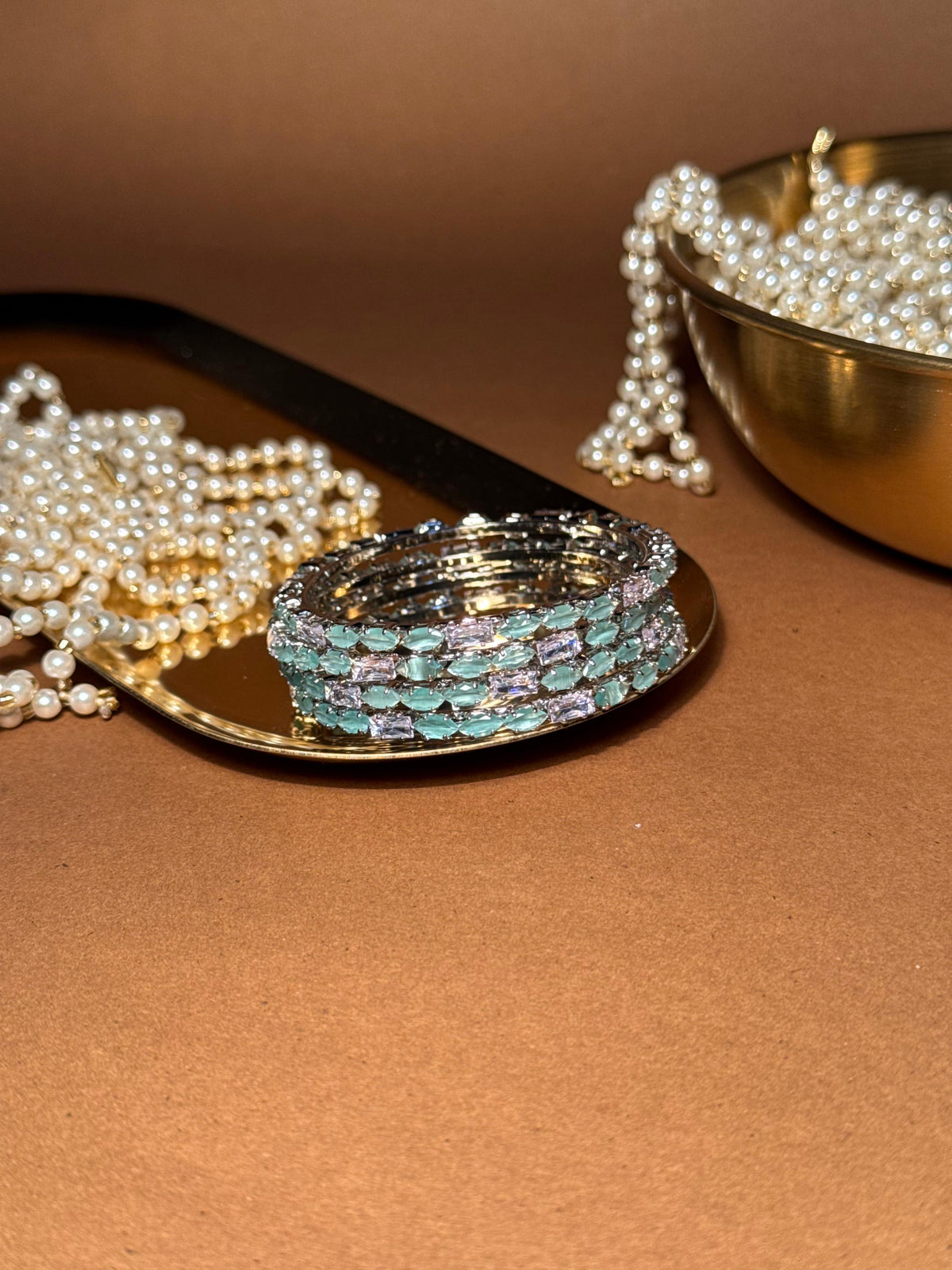 Zainab bangles Silver - Light Green & White (kids collection)
