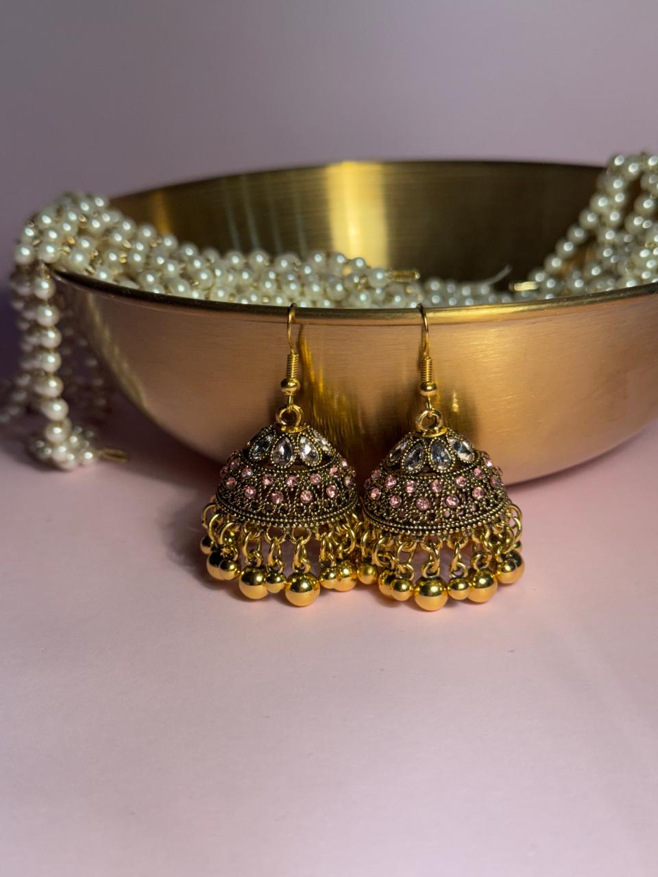Meena karri antique Earrings - Light Pink