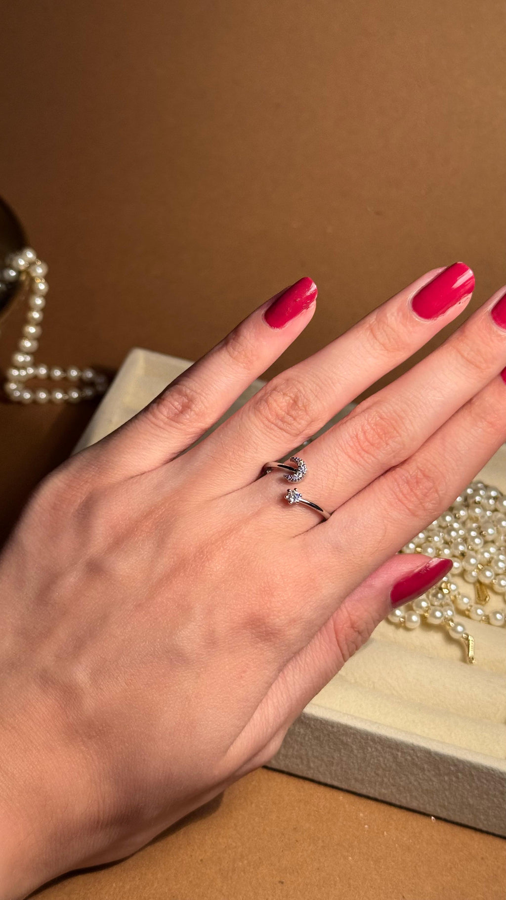 Moon silver ring