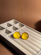 Plain summer breeze round earrings - Yellow
