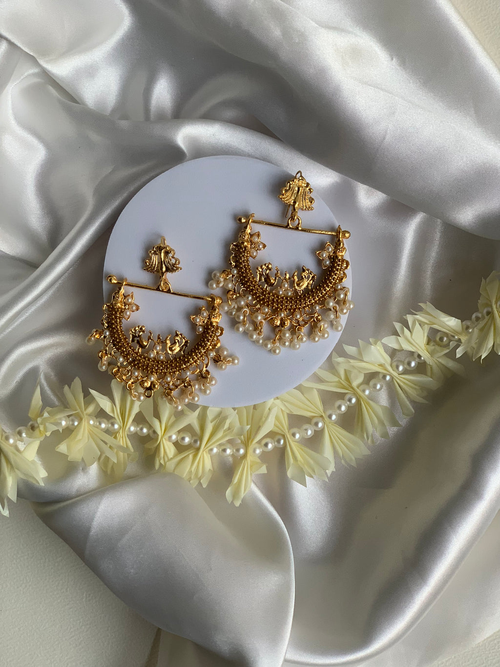 Peacock Earrings - gold brown