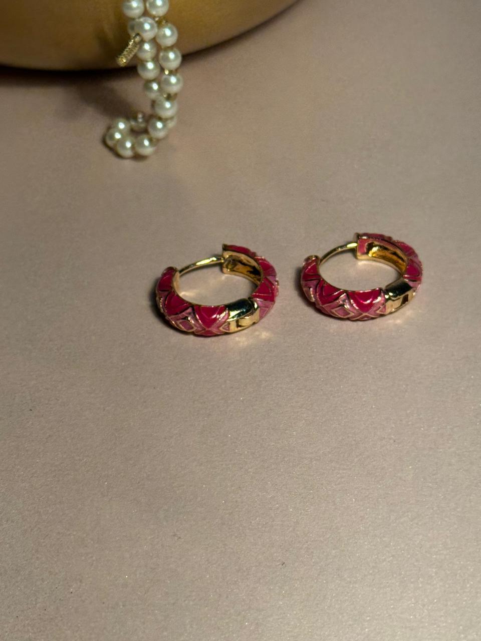 Enamel Hoops - Pink