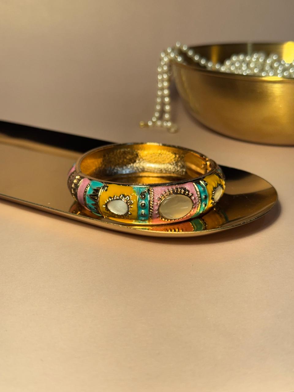 Rangeen Cuff (bracelet) - Yellow & Pink