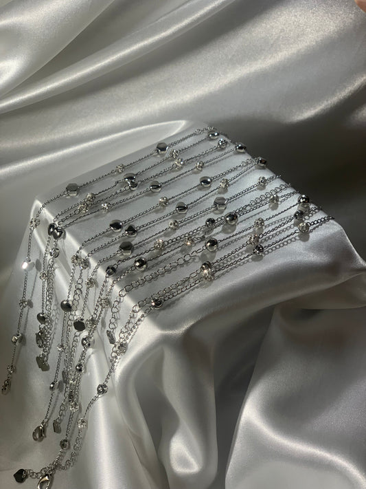 Zohra Anklet - silver hearts
