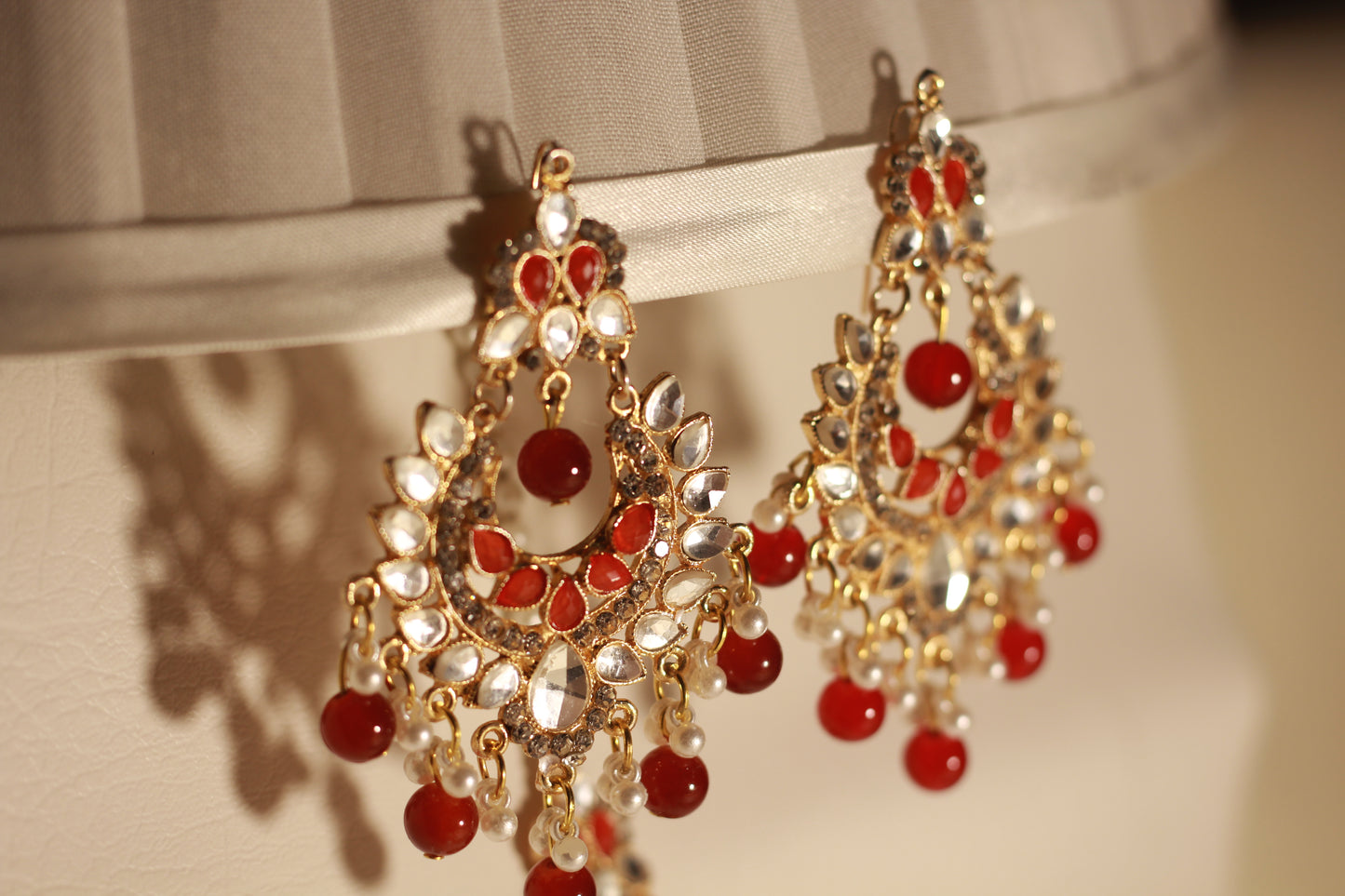 CDS-20 Kundan Kali - Earrings and Bindi set - Red