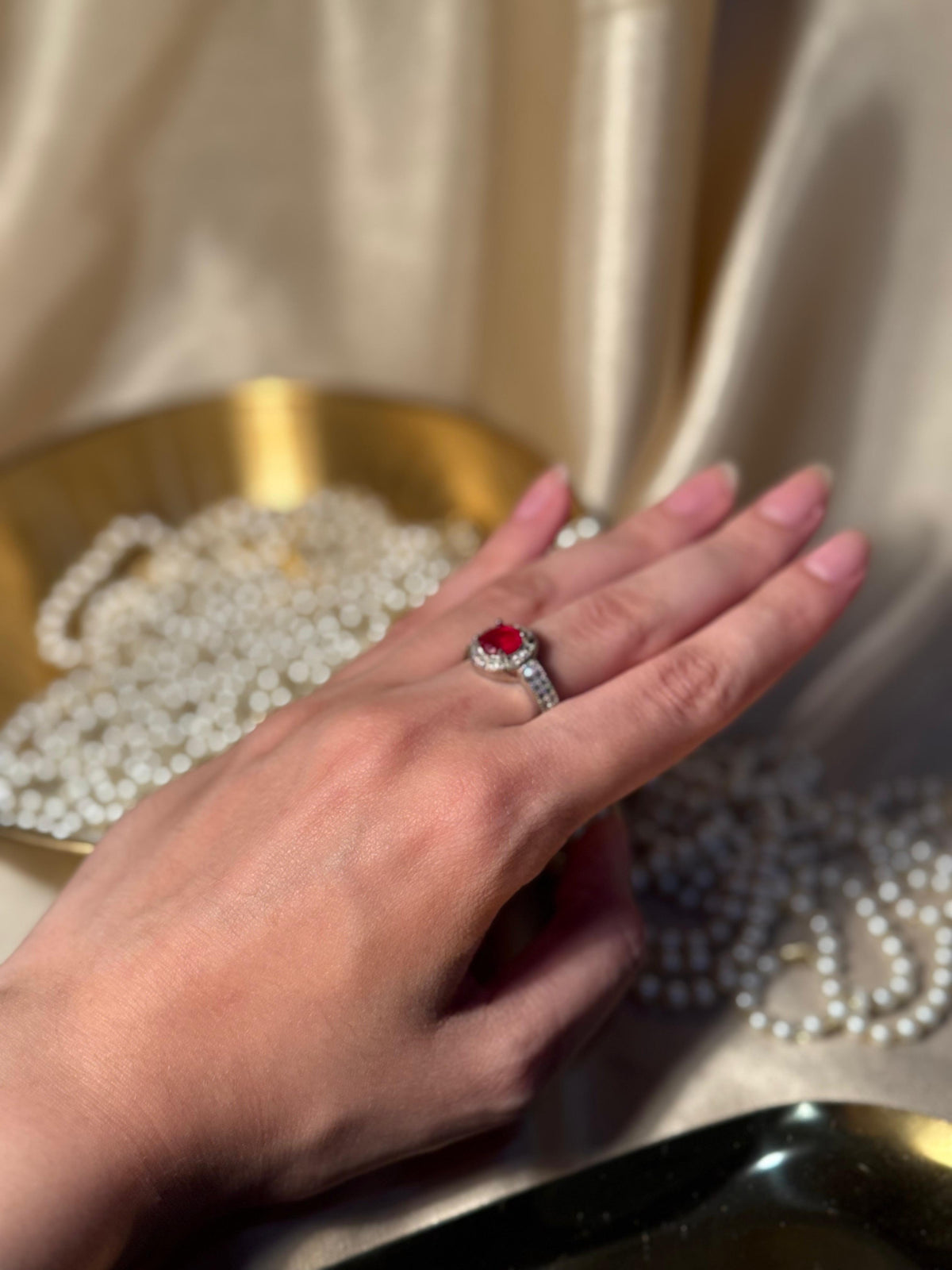 Circle Ring Silver - Red