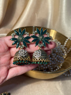Ferwa jhumki green- rozana