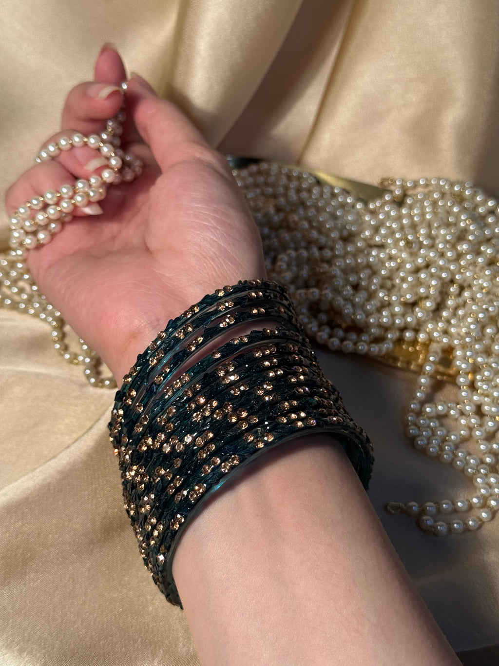 Gem bangles bottle green