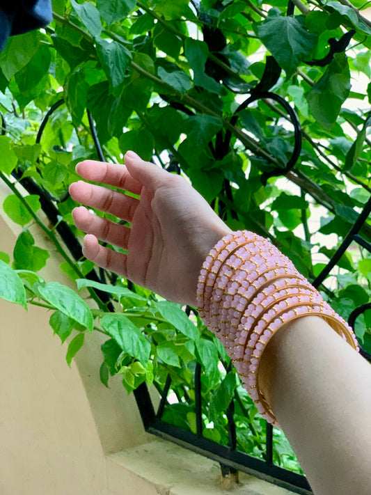 Moti bangle pink and Gold