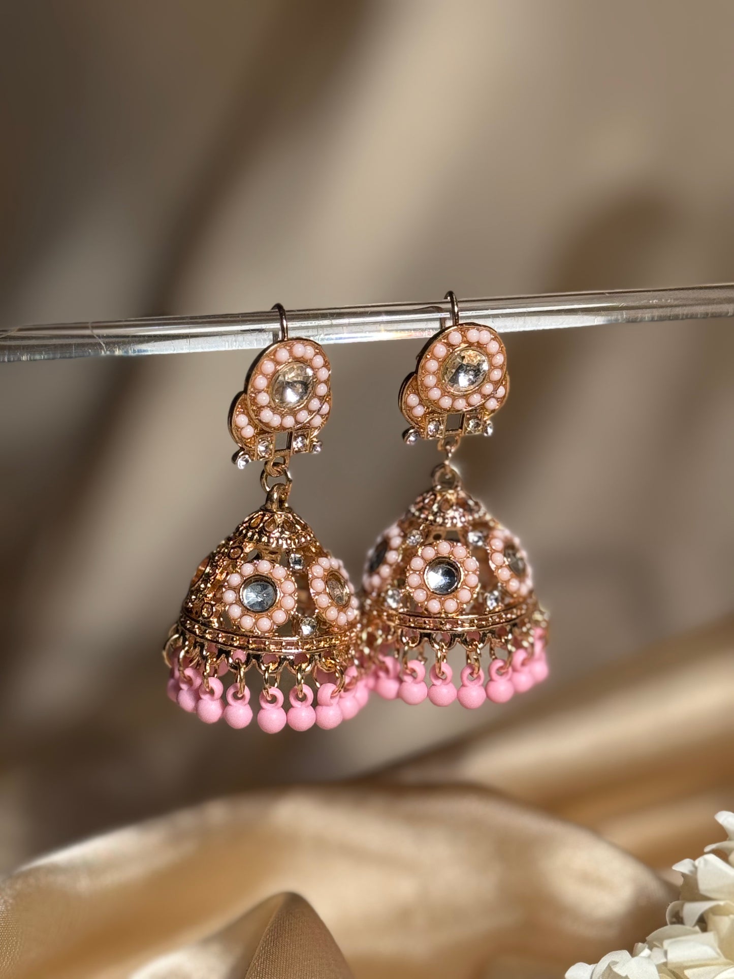 Bahar jhumkay khass collection-gold and pink