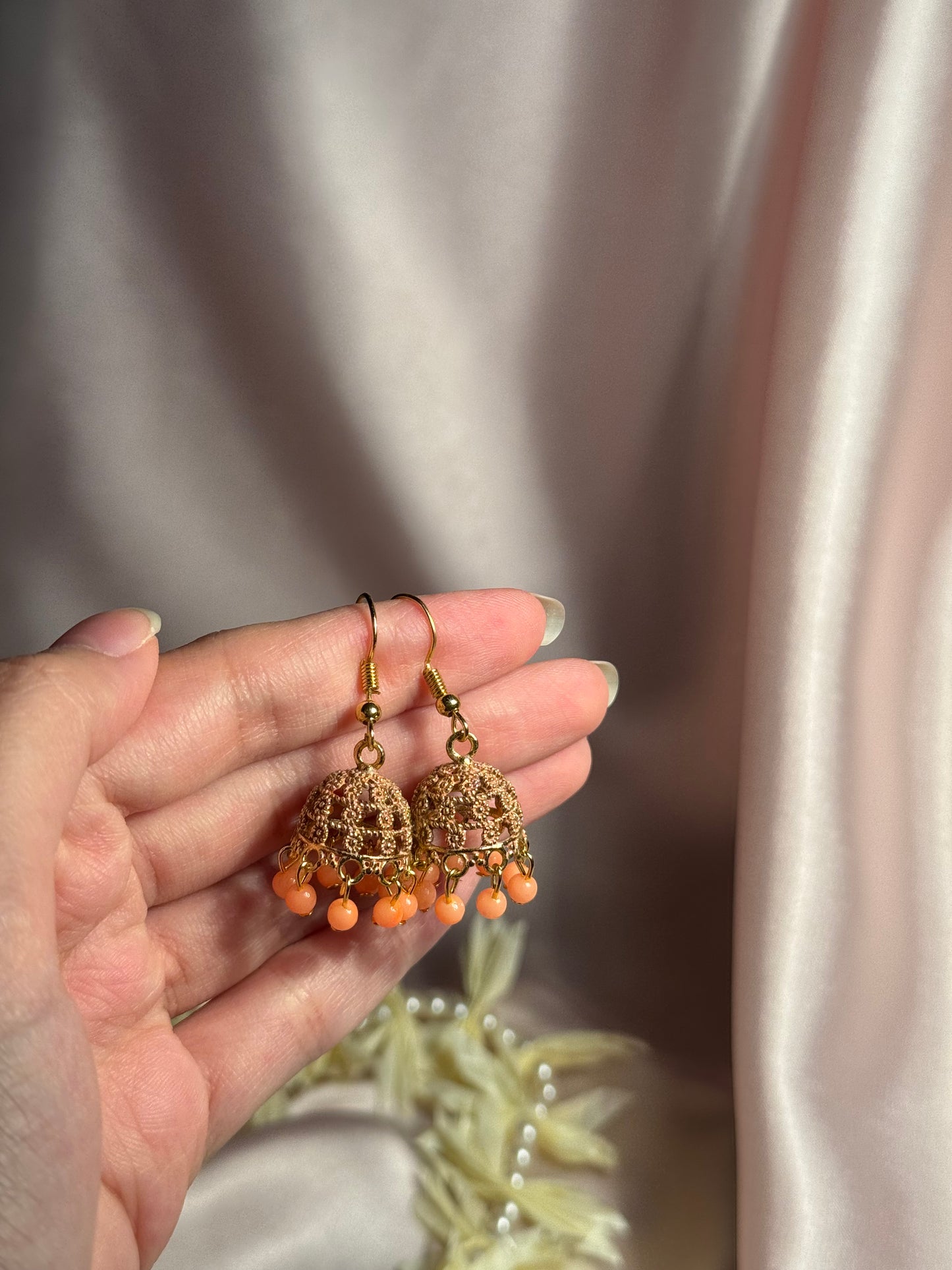Orange zari jhumki - rozana