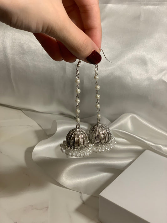Mahnoor moti lari Jhumki - Silver