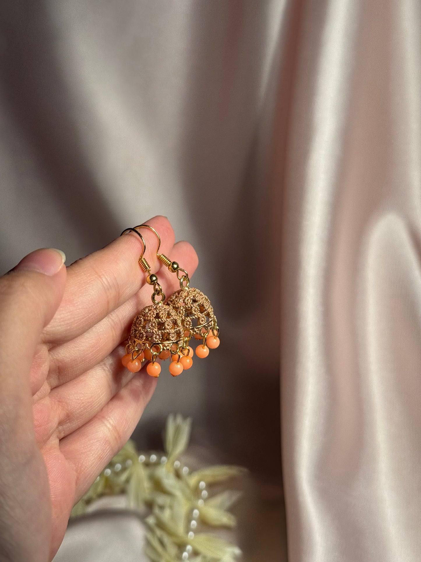 Orange zari jhumki - rozana