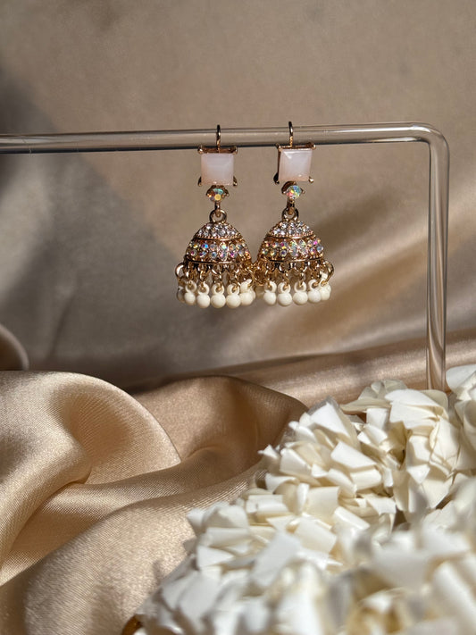 Zeenat jhumki khass collection-gold and sparkling beige