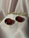 Printed summer breeze circle earrings-maroon flower