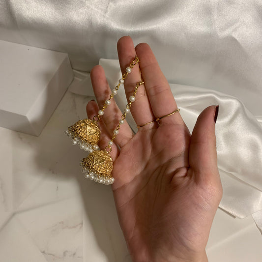 Shehnoor moti lari jhumki - Gold