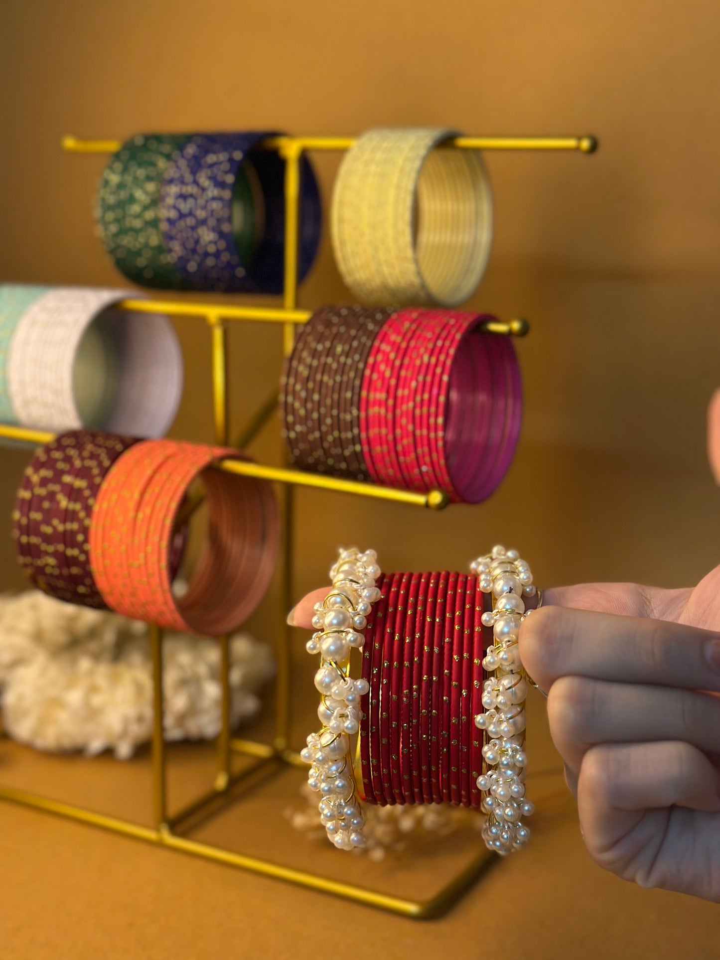 Basant bangles bundle with gajra karray