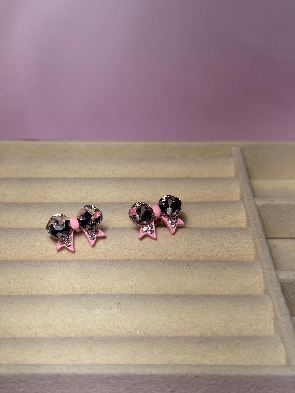 Bow Ties Studs - Light Pink
