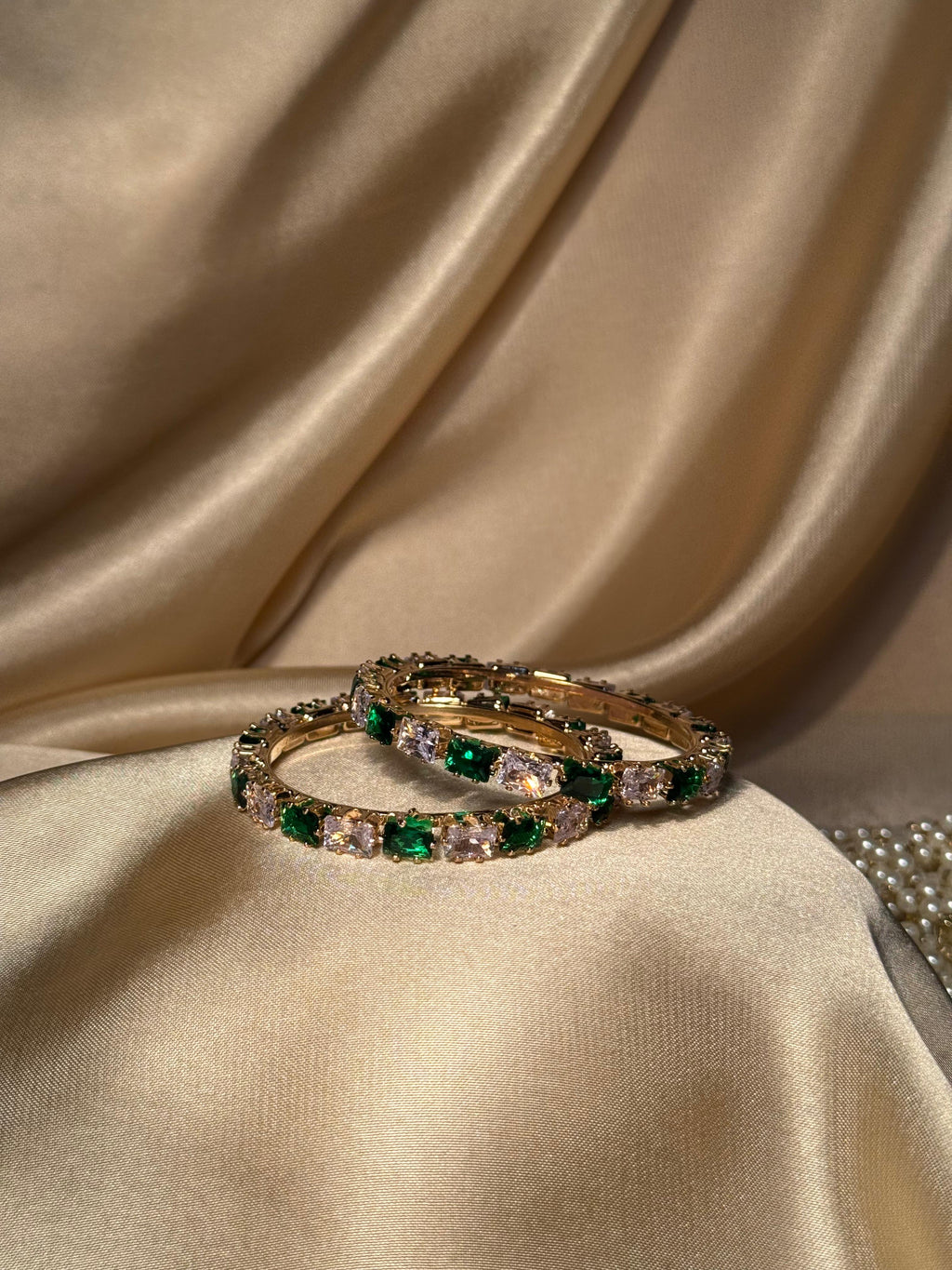Prism bangles Gold - Green & White  (kids collection)