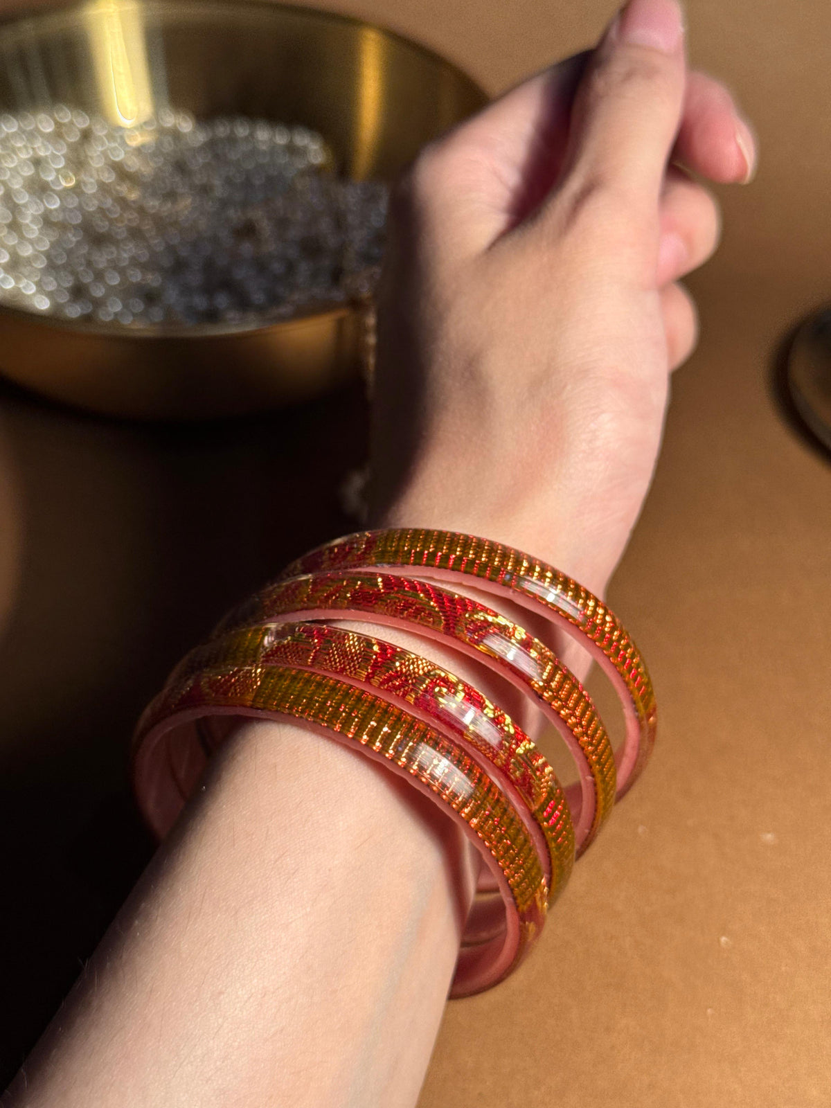 Prism gold bangle - Maroon