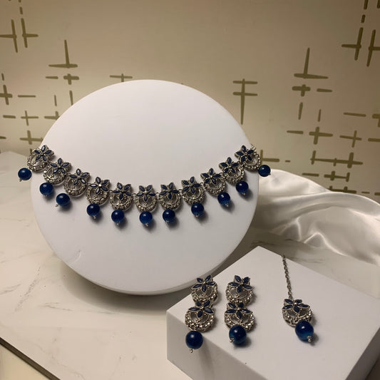 Nourah Set - Blue and Silver